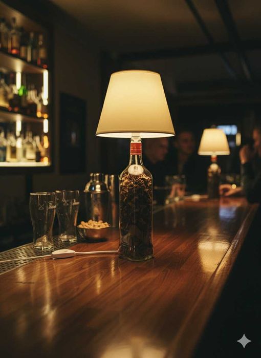 Candeeiros de Mesa a partir de Garrafas Recicladas Uísque Licor Vinho