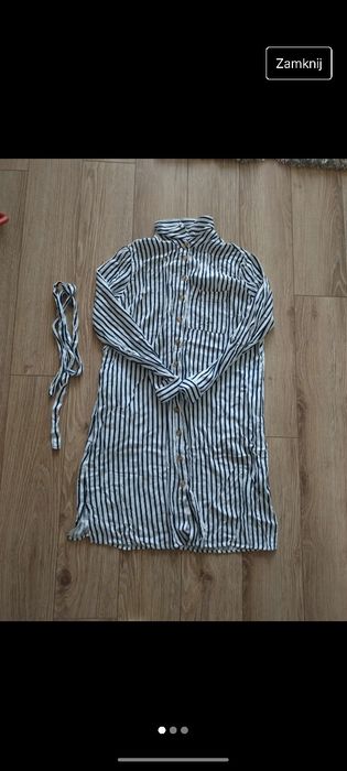 Koszula w paski sukienka z paskiem