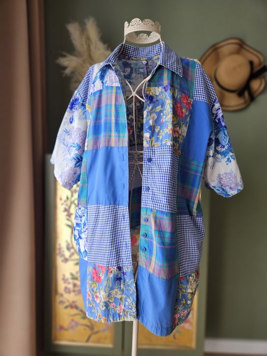 Koszula damska Vintage Rock & Soda w Patchworkowy Wzór S/ M bawełna