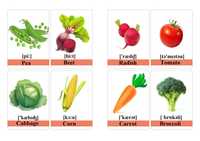 Карточки для изучения английского языка на тему "Овощи и крупы"