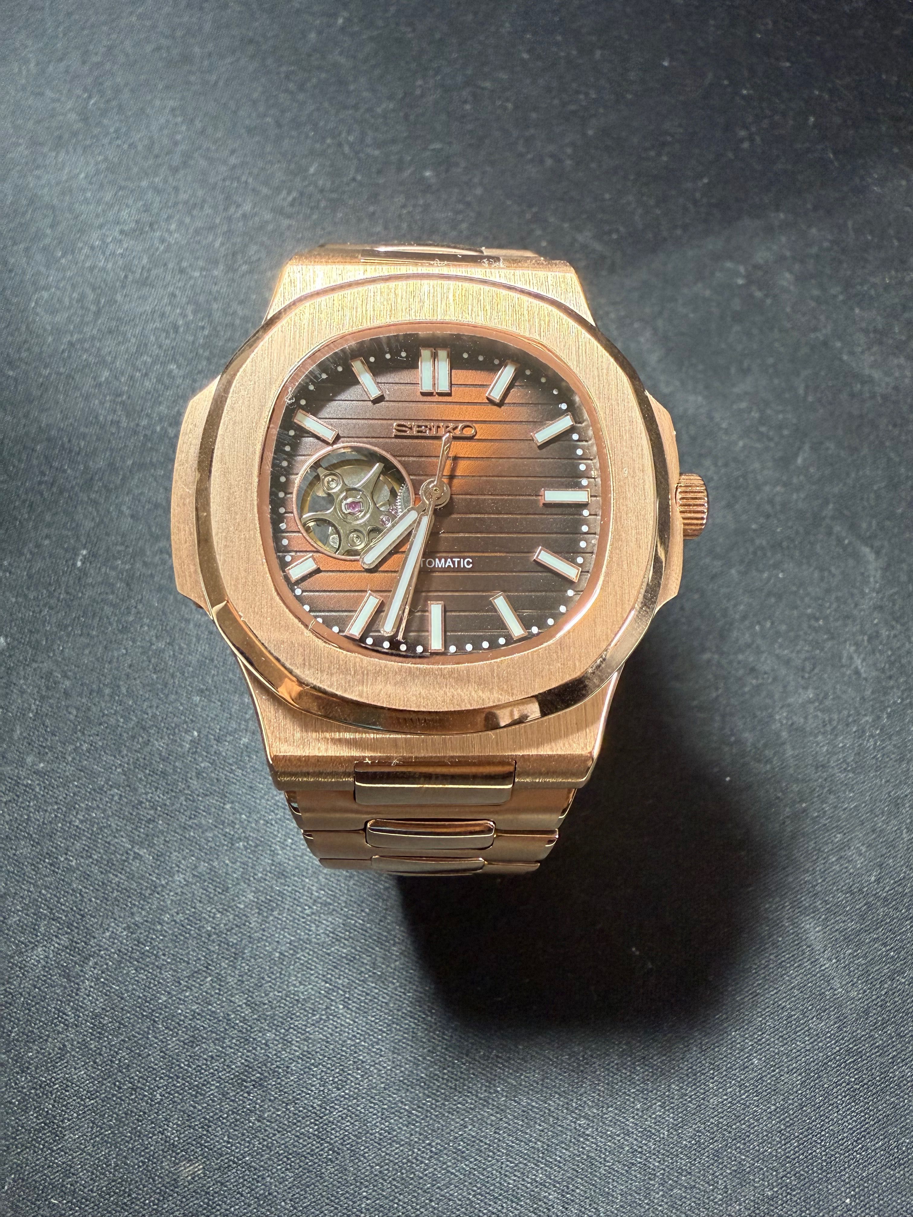 Seiko Mod Nautilus Openheart Chocolate
