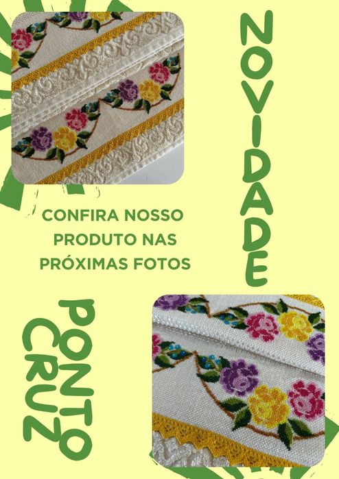Jogo de toalhas com bordado em Ponto Cruz