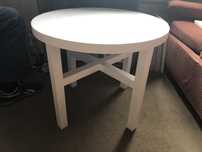 Stolik kawowy fi 63cm h 53cm drewno debowe lakier kryjacy bialy