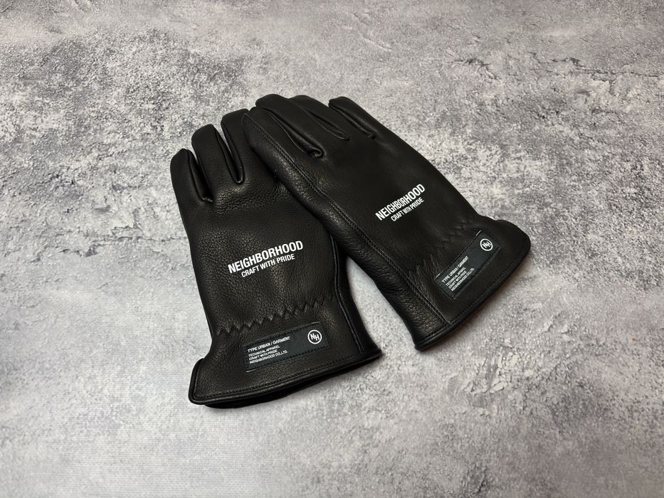 Перчатки neighborhood black leather boa gloves japan шкіра оленя