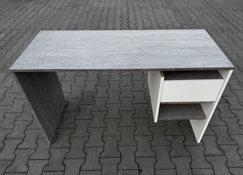 Biurko PACO 03 Beton Biały Mat szaro białe młodzieżowe dla studenta