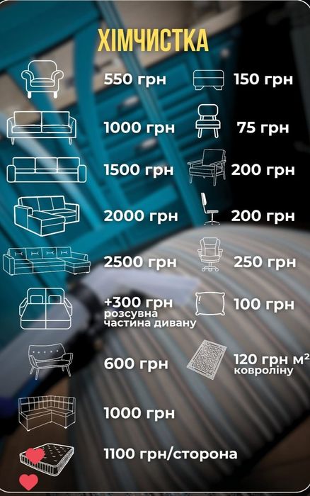 Виїзна хімчистка дивану, матрацу,  видалення плям, запаху, Харків