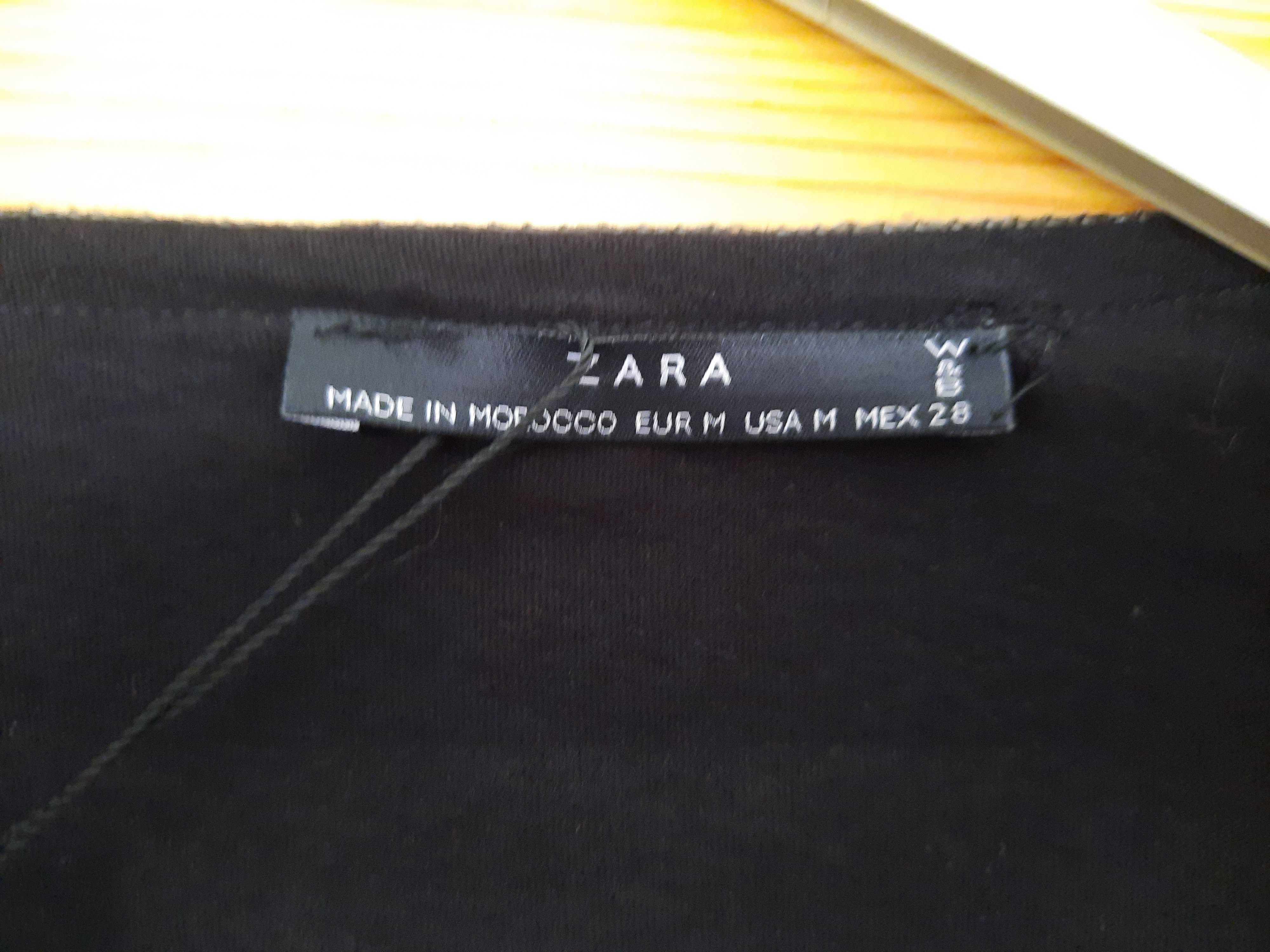 Bluzka czarna z szarym piękny motyw Zara elegancka rozmiar M Nowa