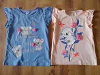 Bluzka dziewczęca krótki rękaw, t- shirt, rozm.128. Zestaw 2 szt. Nowe