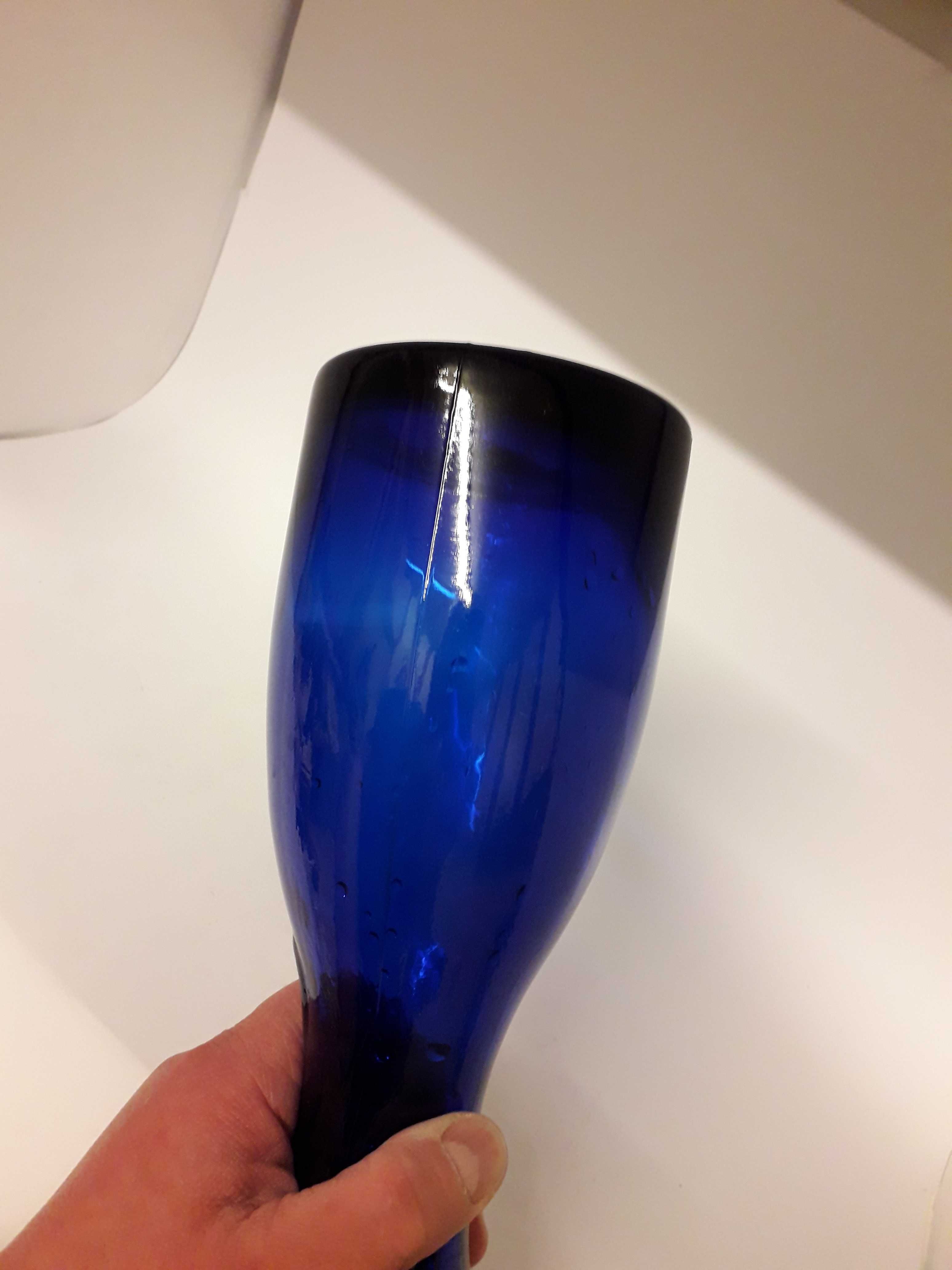 Szkło kobaltowa butla ze smugami dekanter 1litr