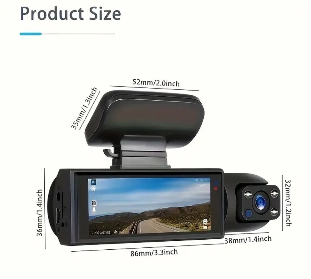 Kamera samochodowa podwójna 1080p + karta 32Gb