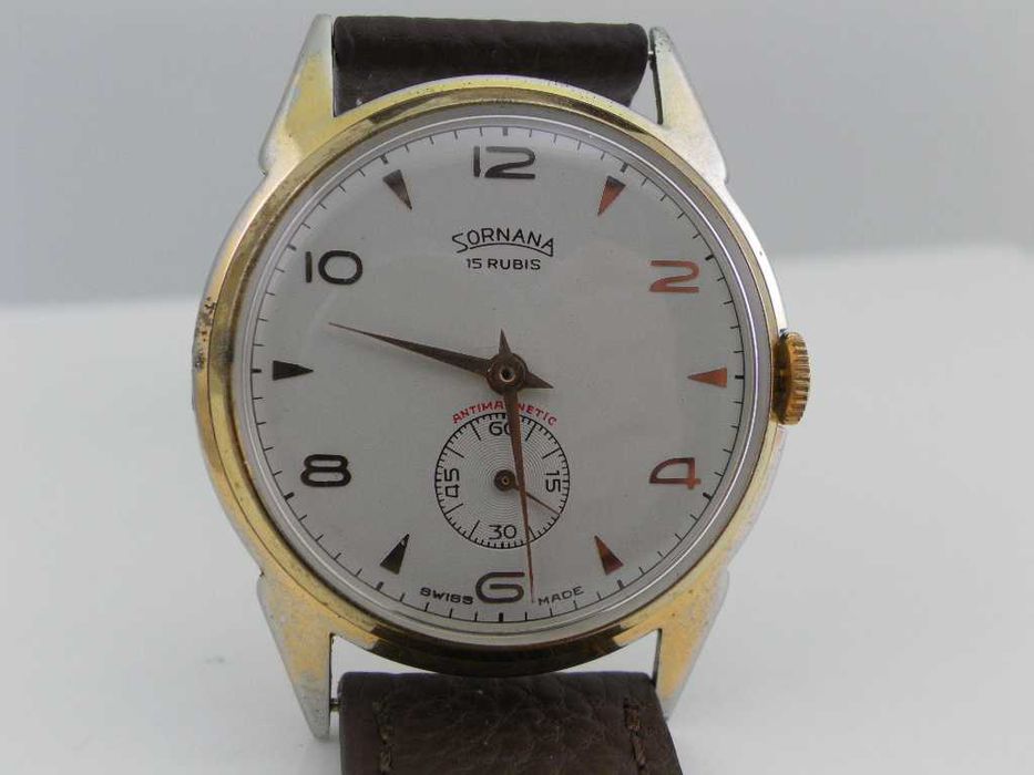 Duzy szwajcarski męski mechaniczny zegarek .. SORNANA 15 kam.