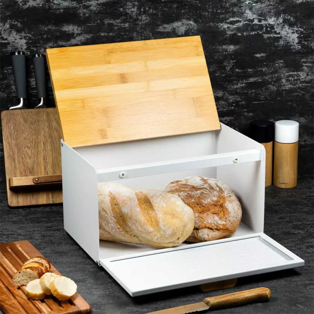 Chlebak dwustronny Klausberg biały pojemnik na chleb pieczywo