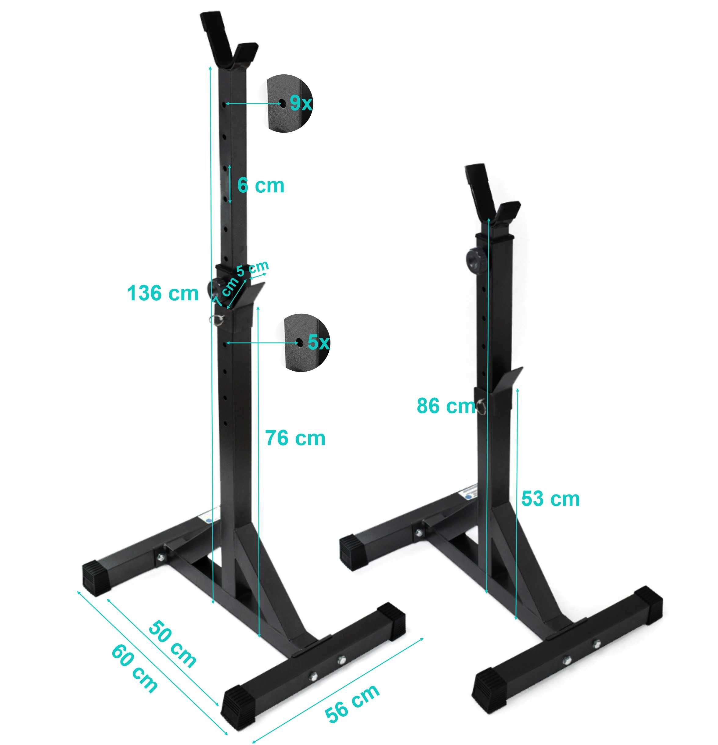 Zestaw do ćwiczeń 118kg siłownia domowa z ławką TB015 i stojakami 78kg