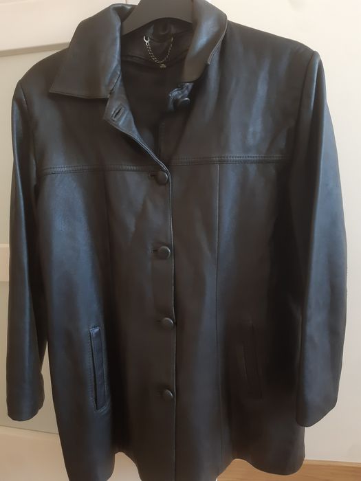 Skórzana czarna polska XL marynarka męska na guziki Szyta w Polsce