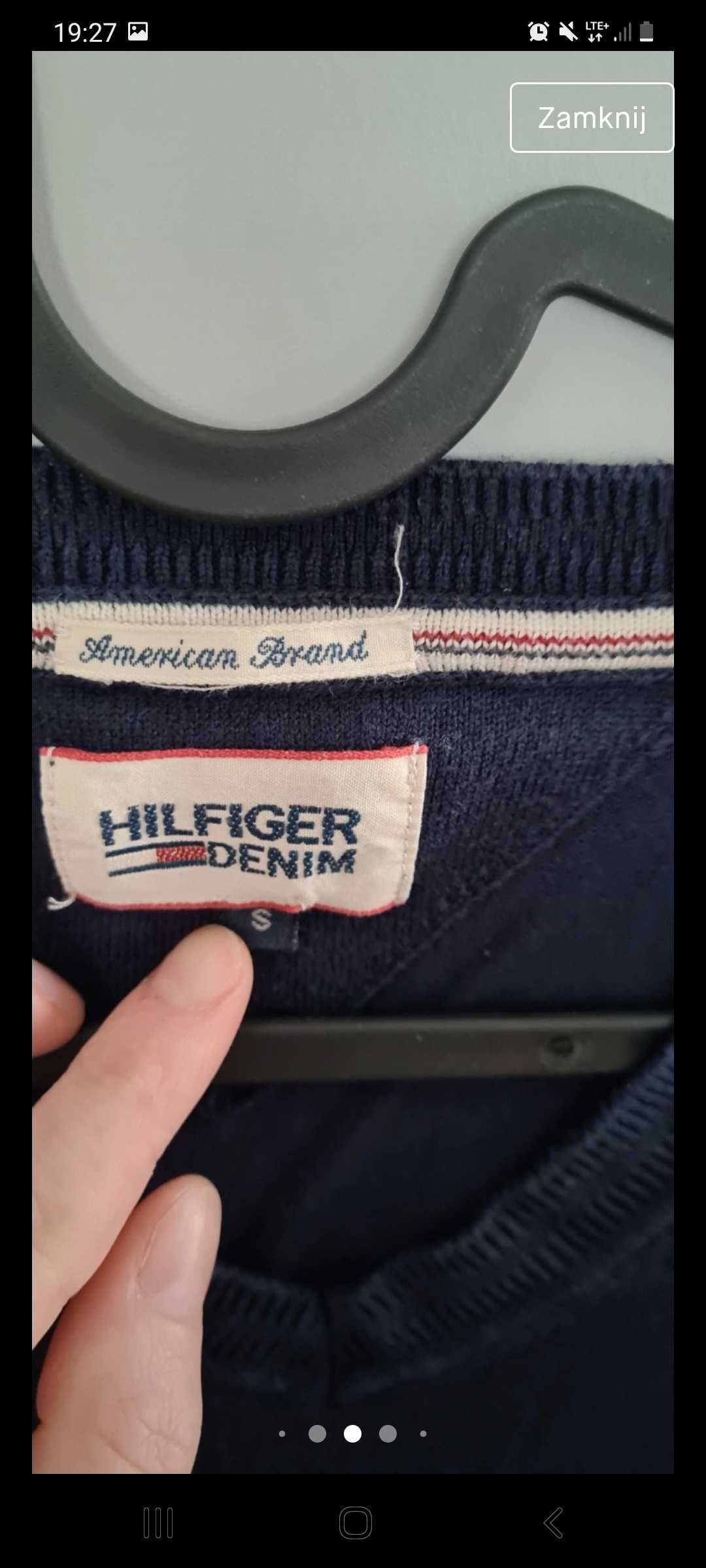 Piękny sweterek granatowy Tommy Hilfiger S męski M sweter serek v neck