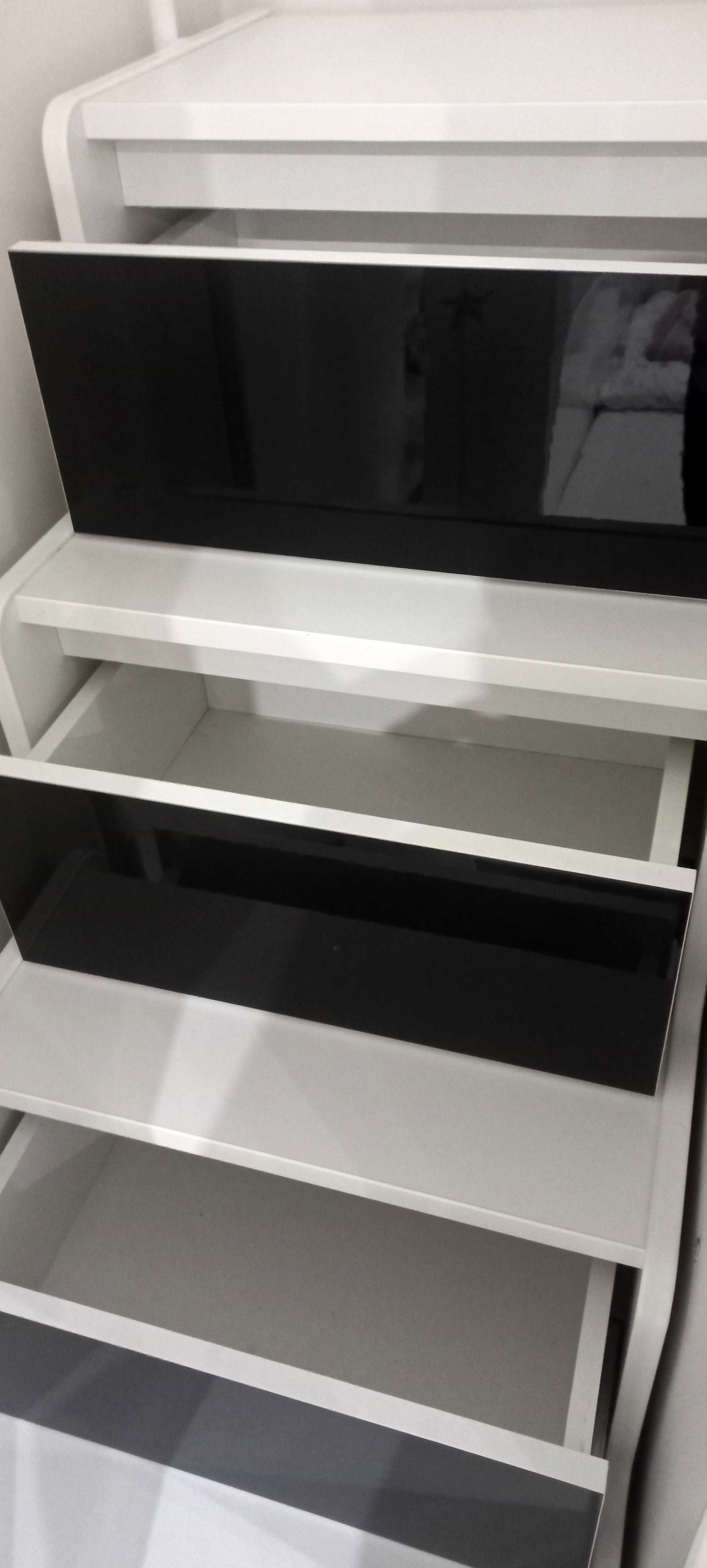 Łóżko piętrowe JSM4 z biurkiem LED i schodami 90x200 Czarny Połysk