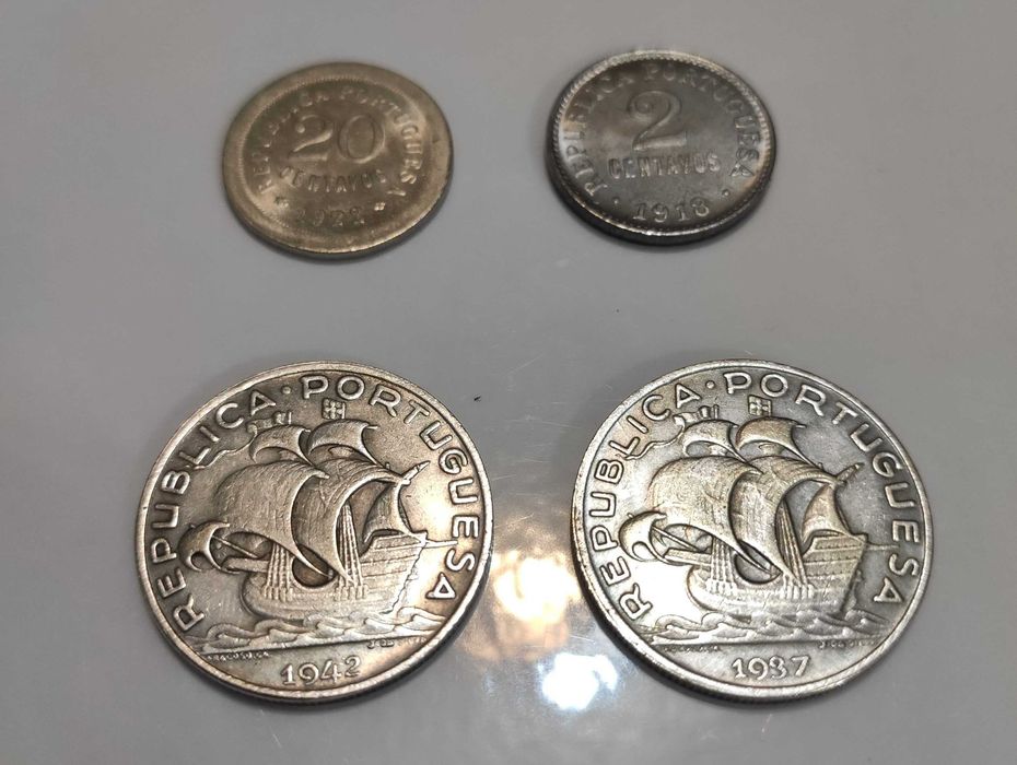 Moedas escudos 1922, 1918, 1937, 1942 *réplicas*