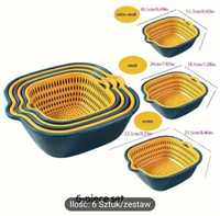 Cały Zestaw 3 - 6 sztuk  sito, koszyk, durszlak do mycia warzyw.  Nowe
