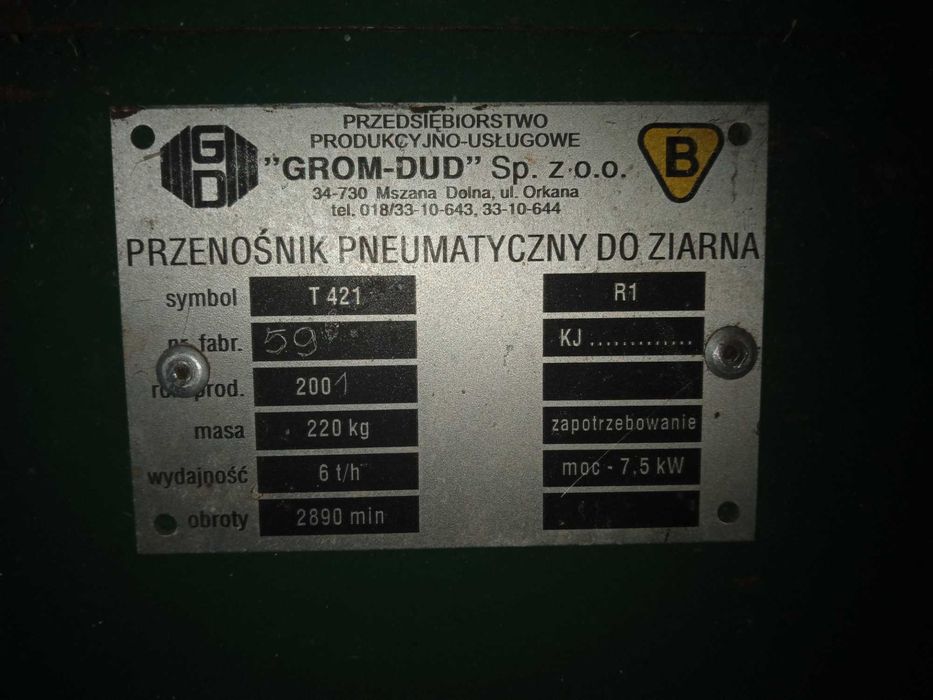 Przenośnik pneumatyczny do ziarna,  dmuchawa do zboża