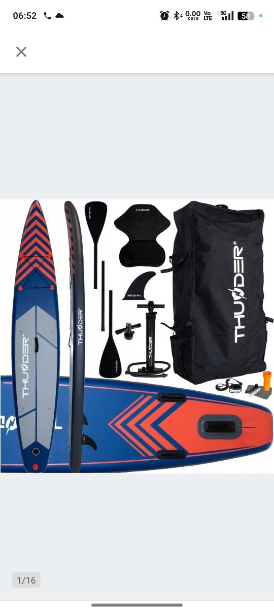 Deska  Sup 365CM SZYBKA pompowana plecak Thunder