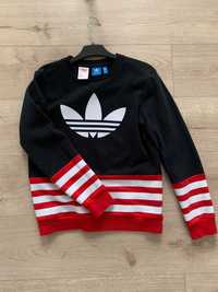 Bluza adidas 152/36 S czarno czerwona w białe paski