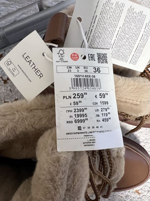 Шкіряні зимові черевики reserved zara Нові