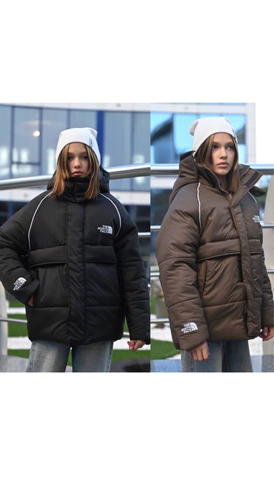 Зимова тепла куртка на дівчинку 152 158 164 170 176 шоколад чорний