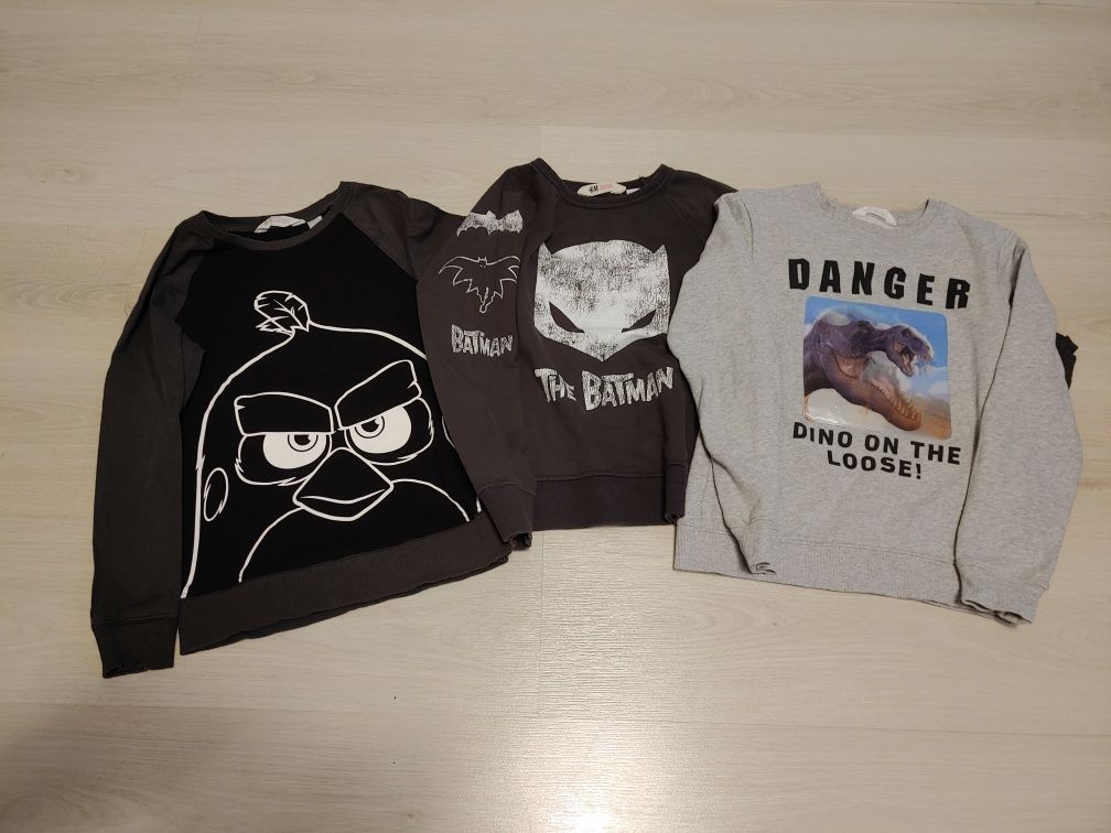 Bluzki, bluzy h&m roz .134-140, 3szt. Dinozaur, Batman i AngryBirds