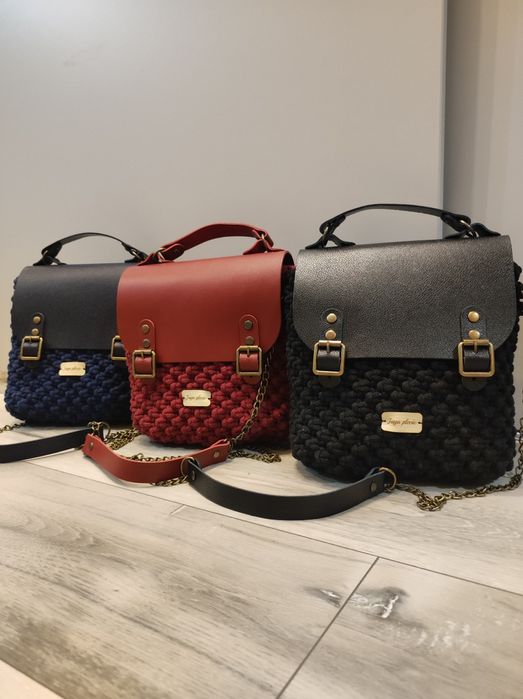 Kuferek z klapką torebka handmade rękodzieło makrama