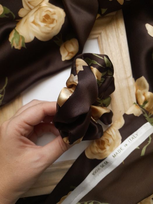 Czekoladowy brąz jedwab naturalny gumka do włosów