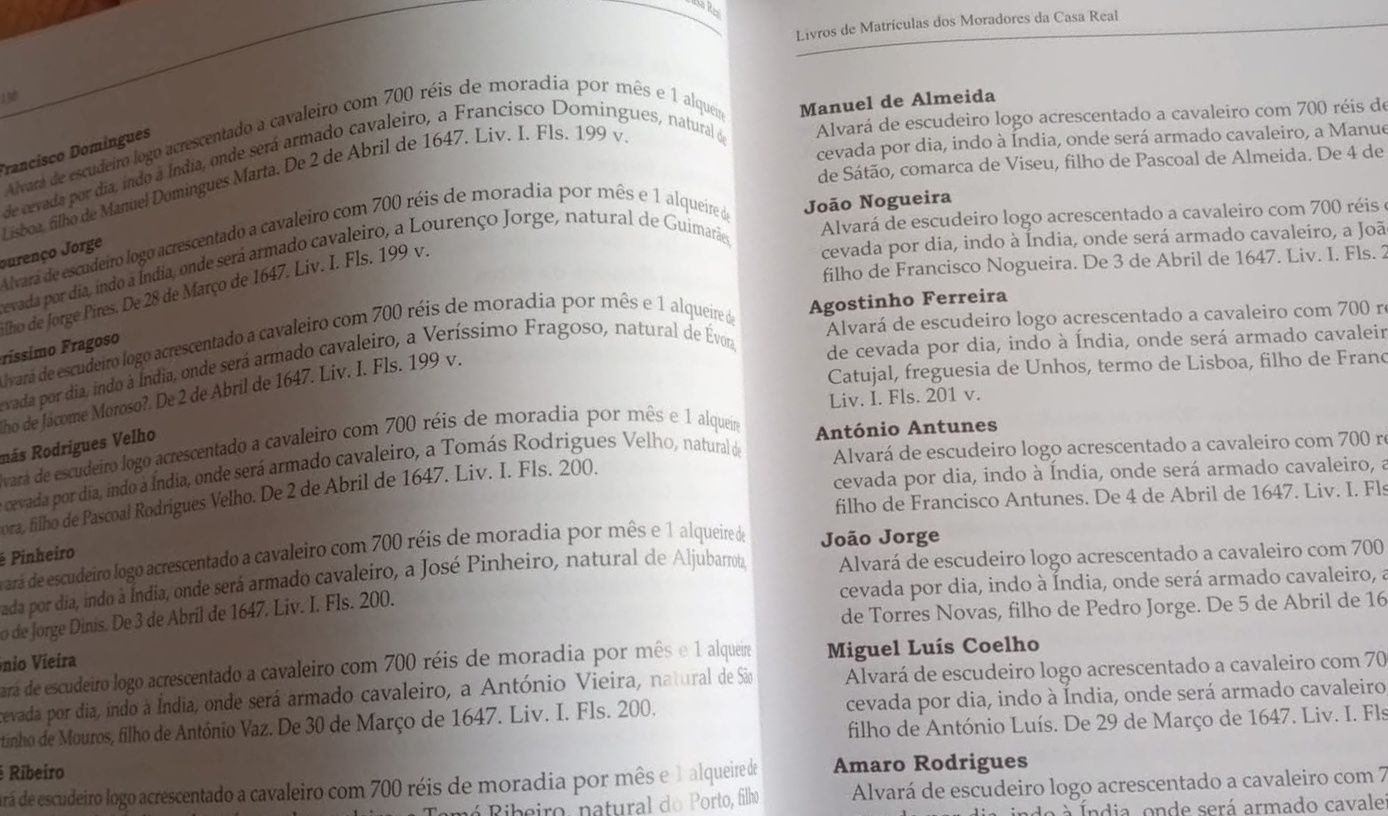 Matriculas dos Moradores da Casa Real