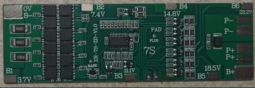 BMS 7S 30А плата захисту з функц. балансування для Li-ion акумуляторів