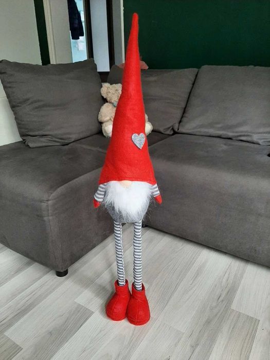 Duży Skrzat Świąteczny XXL Uroczy Krasnal Mikołaj Idealny na Dekorację