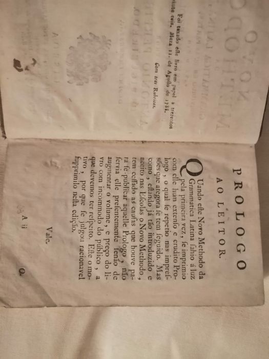 Livro "NOVO METHODO Da Grammatica Latina"
