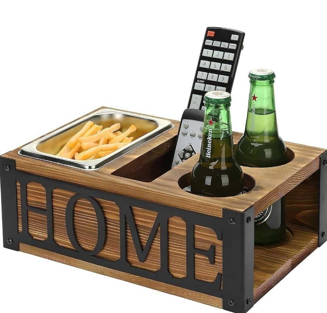 Organizer drewniany na piloty, napoje i przekąski - HOME box