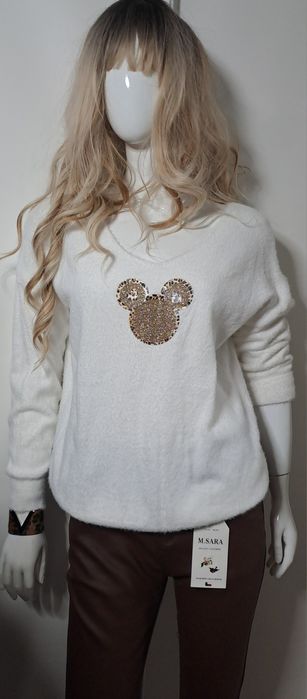 Sweterek alpaka bialy