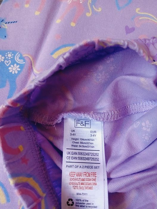 Piżama dwuczęściowa, piżama na lato, piżama dla dziewczynki, 3-4 lata