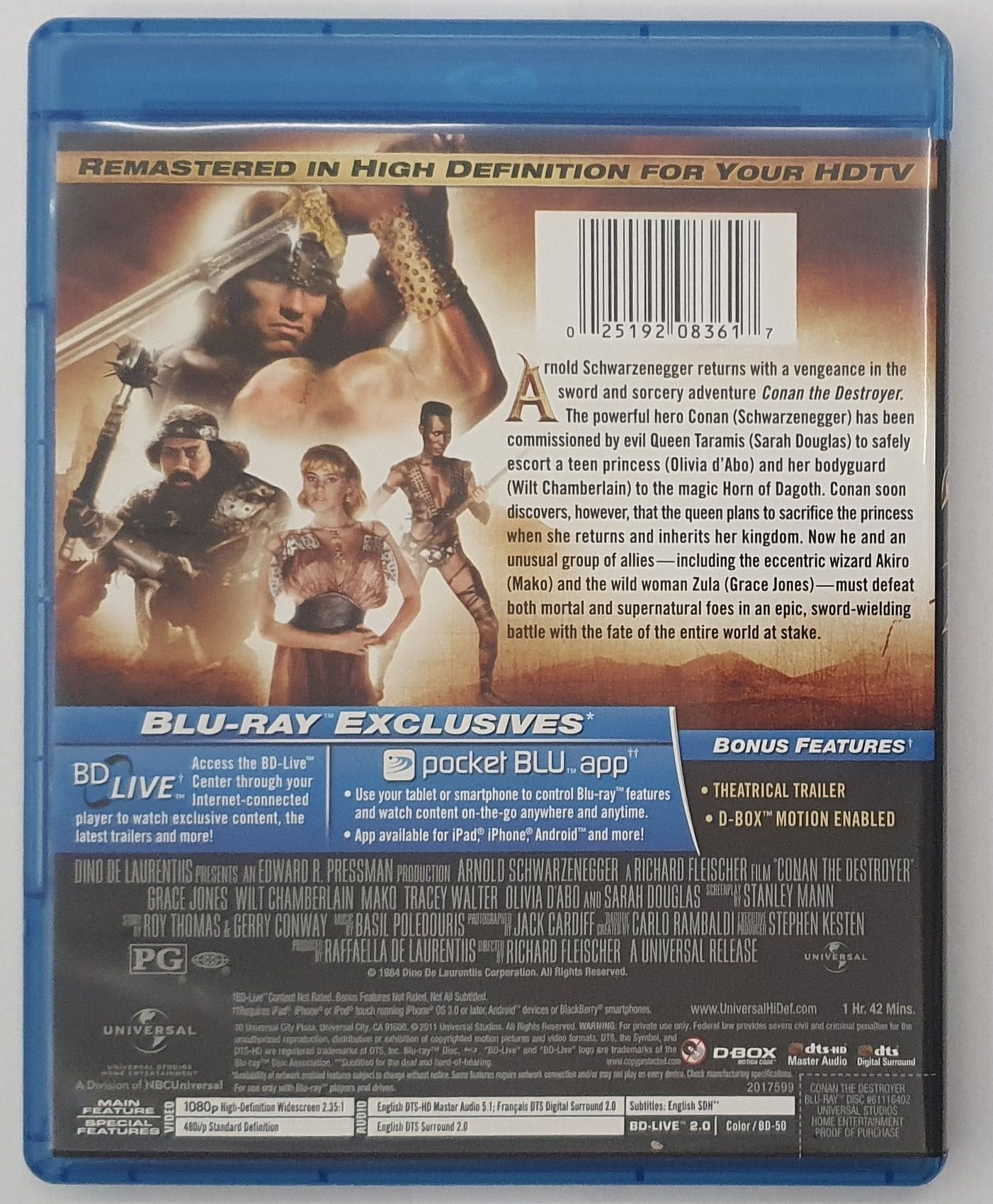 "Conan the Destroyer" "Niszczyciel" Blu-Ray USA bez PL