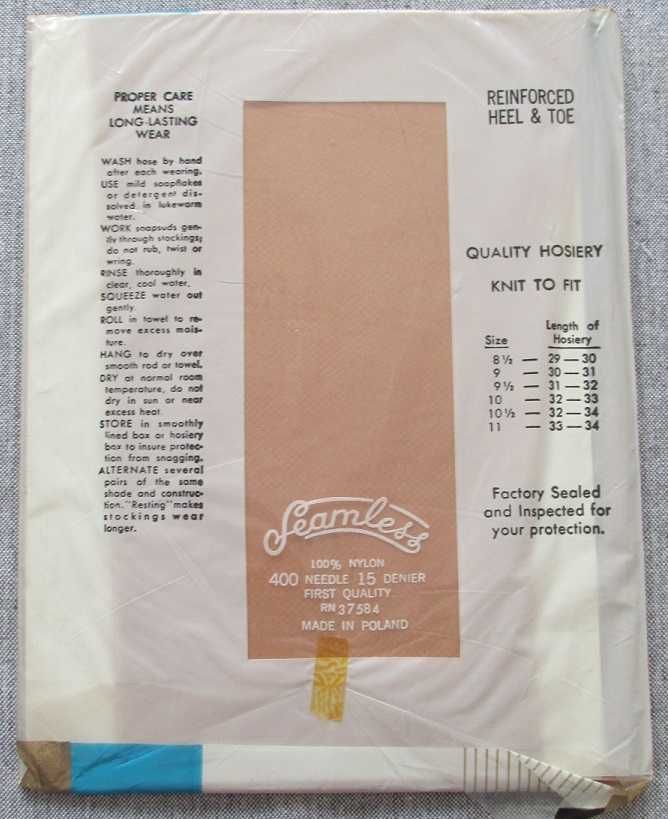 Oryginalne pończochy nylonowe, rozm. 10 1/2, jasno beżowe, lata70-te