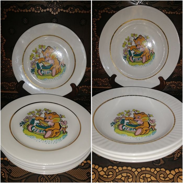 Тарелка детская ссср. Тарелка с медвежоком Мед.