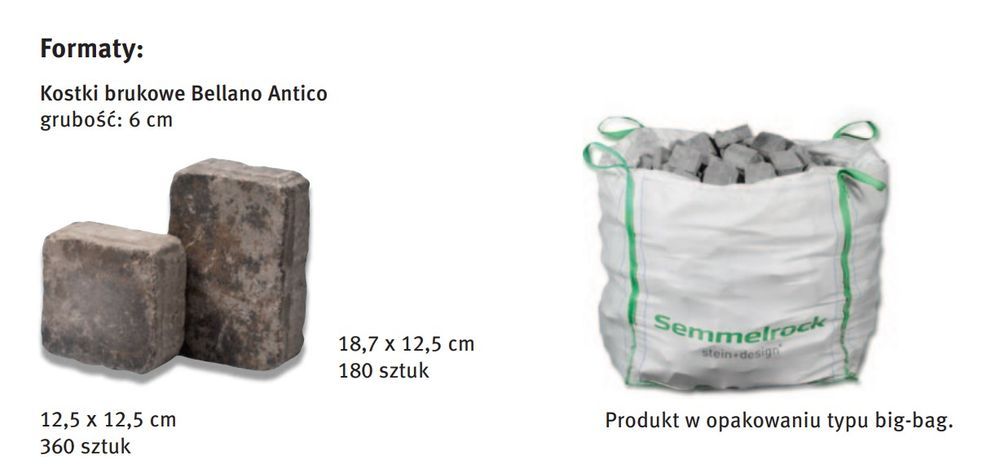 Kostka Semmelrock Bellano Antico kwarcytowy szary 6cm