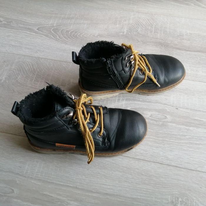 Chłopięce buty zimowe skórzane COOLCLUB, rozm. 32, czarne