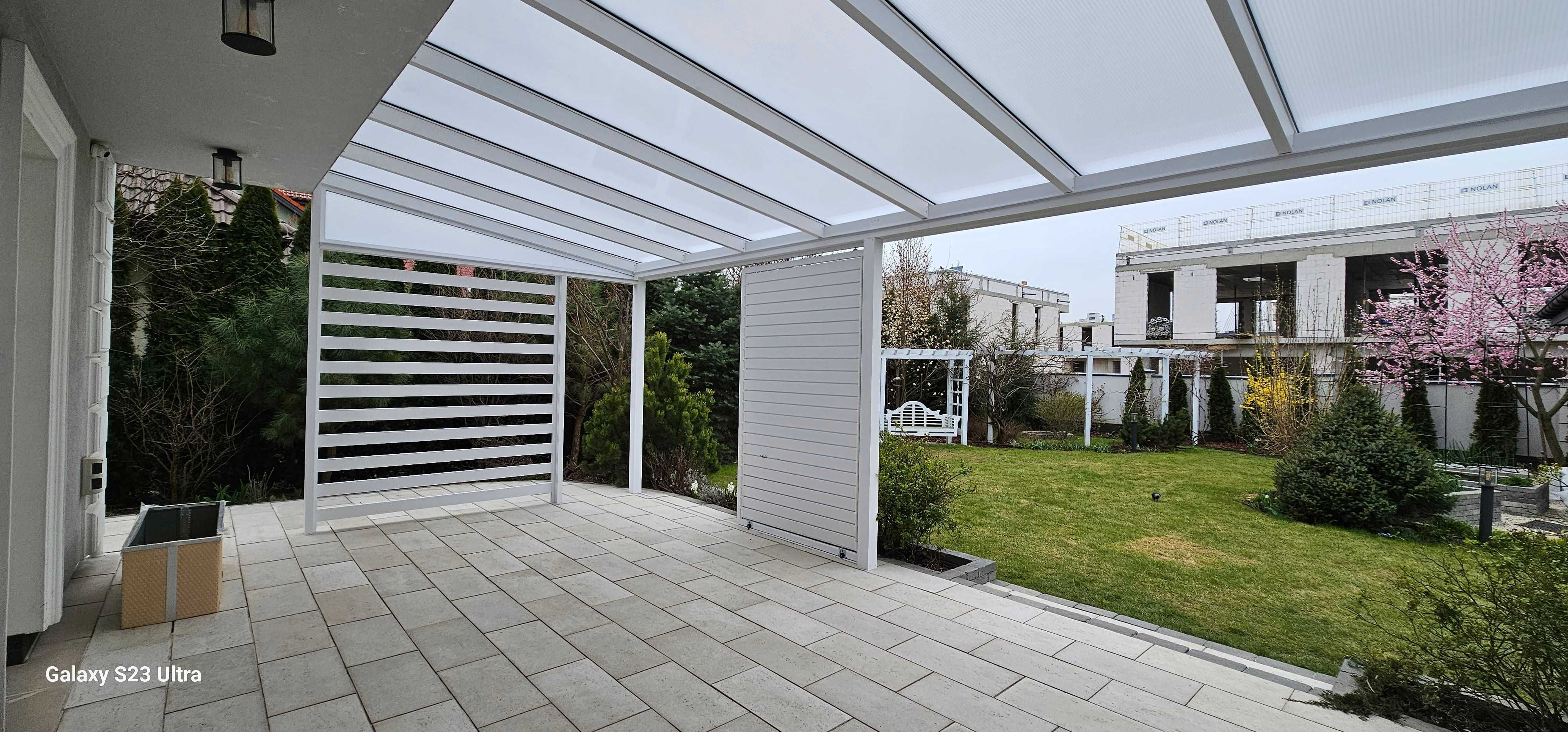Zadaszenie tarasu Pergola szklane ściany Ruchome Ścianki Aluminium