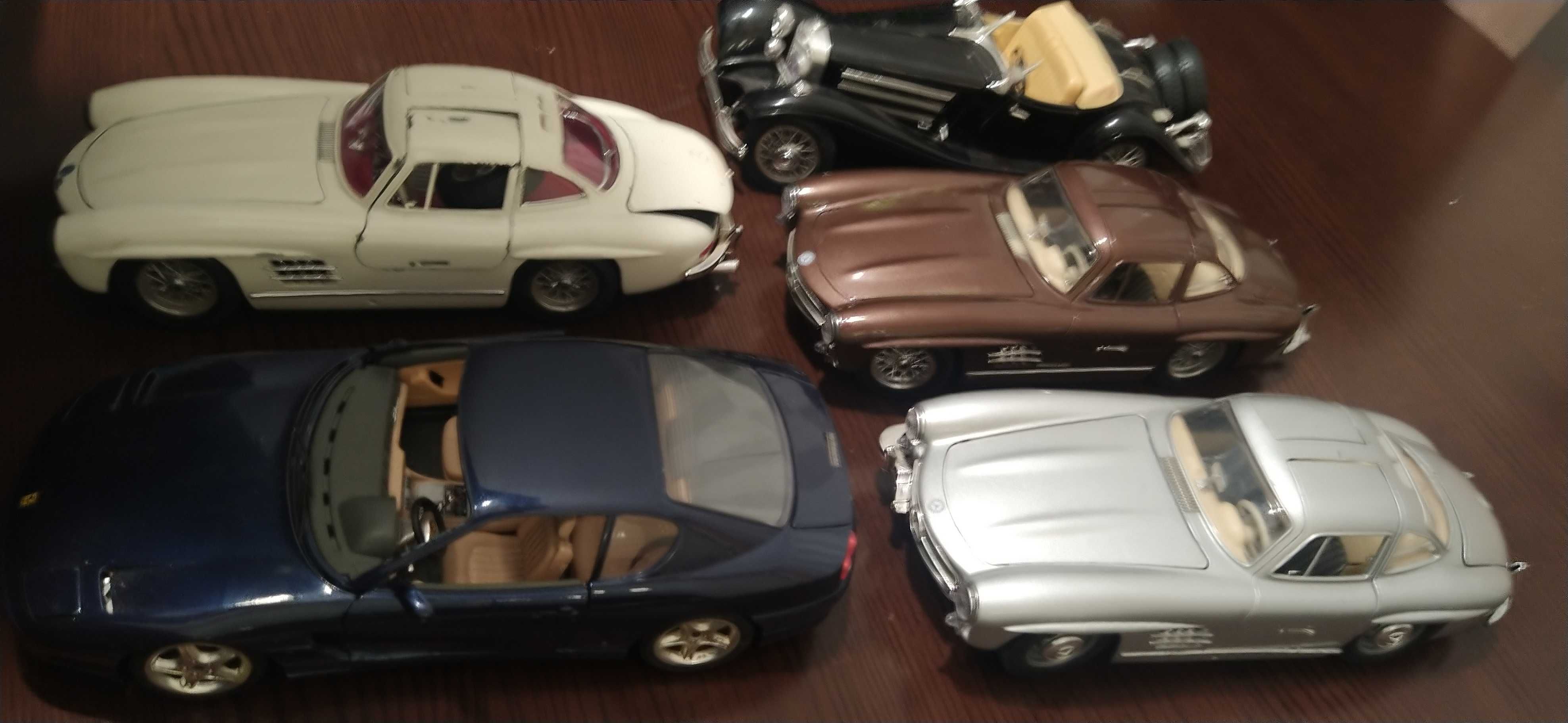 Lote 7 Bburago 1/18 alguns raros Mercedes 300SL castanho e cinza