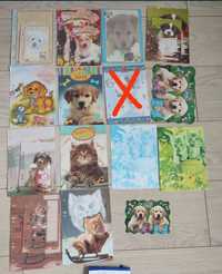 Karteczki z lat 90 zestaw psy i koty kartki do segregatora a5 a 6