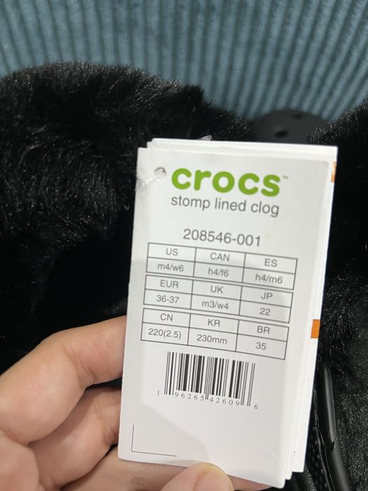 Klapki damskie Crocs Stomp Lined Clog r. 36-37 d. 6 NOWE Czarne