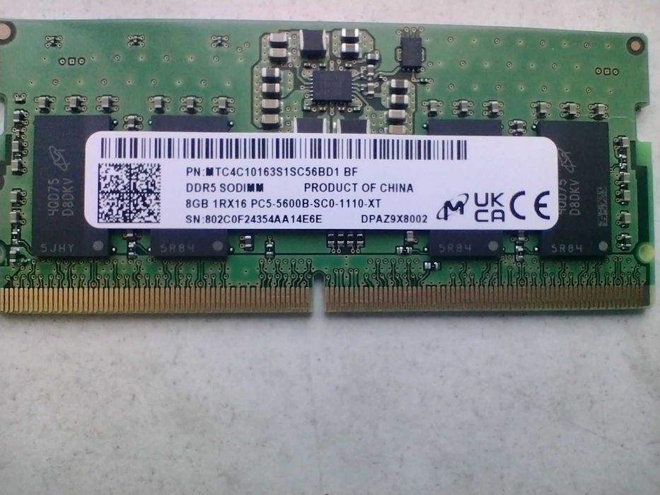 SO-DIMM Micron DDR5 8Gb 1RX16 PC5-5600B для ноутбука