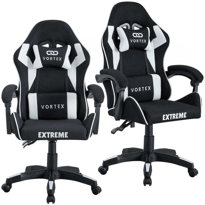 Fotel Gamingowy z tkaniny EXTREME Vortex White, krzesło dla gracza