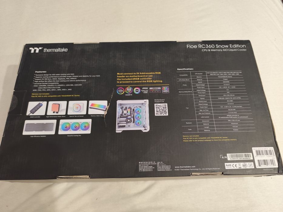 Chłodzenie wodne aio thermaltake  floe RC 360 argb