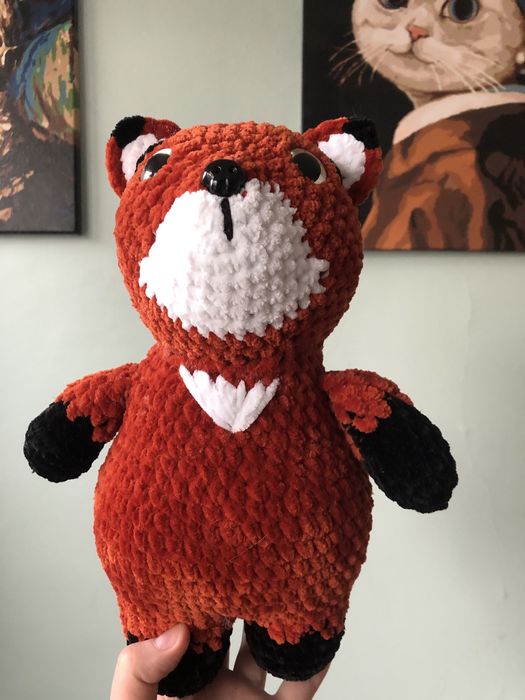 Pluszowy rudy lis na szydełku